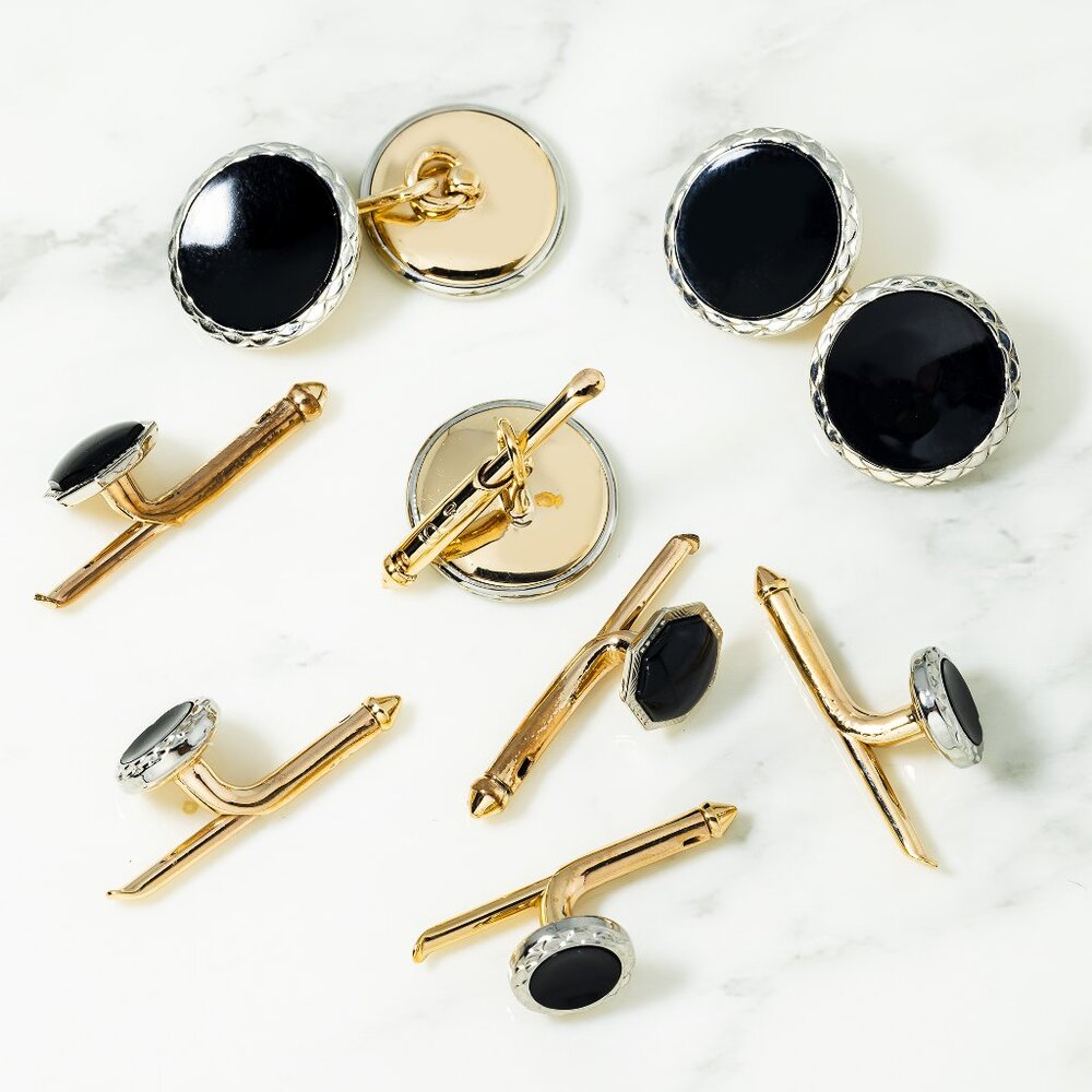 Gold Filled Vintage 8 piece Cuff Link Set